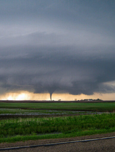 The famous Bowdle, SD supercell producing one of it's prettiest tornadoes on May 22, 2010