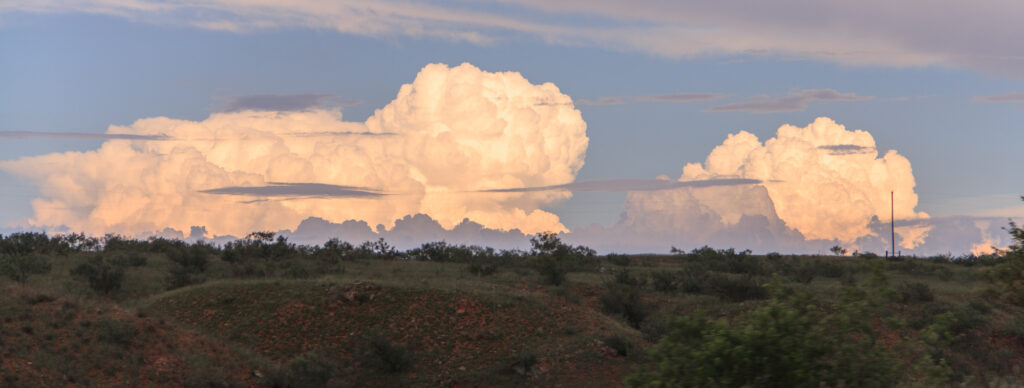 Storms off to east