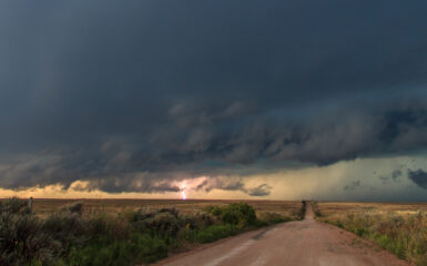 Lightning on a back road in Texas