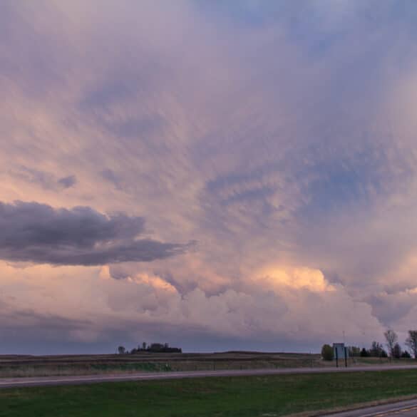 Mammatus at Sunset over I-35 in Iowa