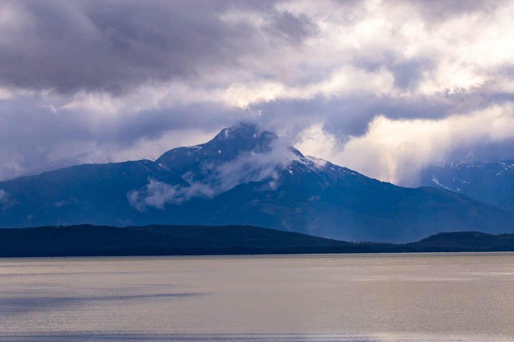 Lincoln Island in the foreground, mountains in the background