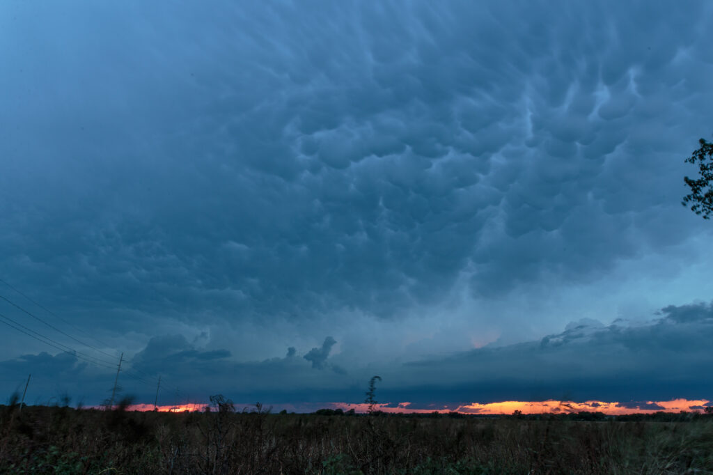 Shelf and Mammatus at Sunset