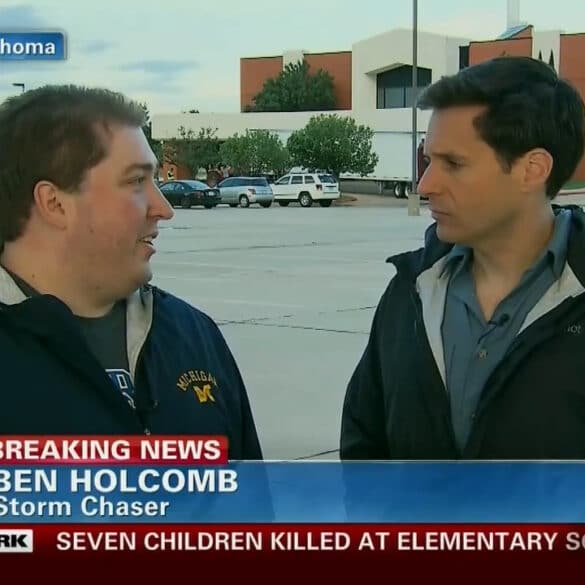 Storm Chaser Ben Holcomb being interviewed on CNN the day after the Moore, Oklahoma EF-5 Tornado May 21, 2013