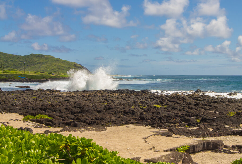 Waves crashing at Wawamalu Beach Park