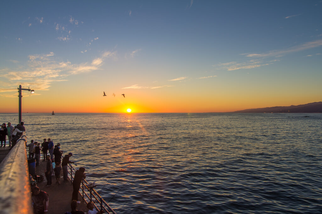 Sunset into the pacific ocean