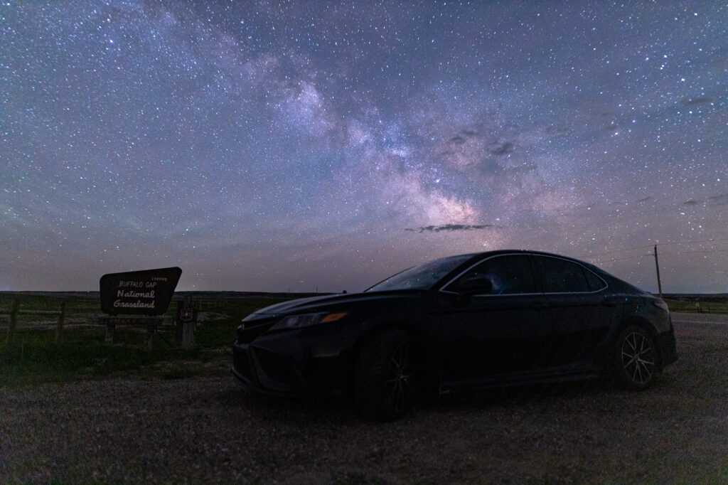 My car under the milky way