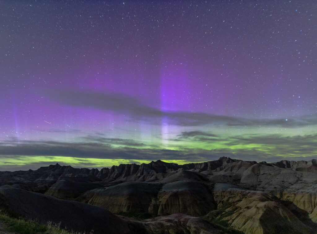 Northern Lights in Badlands