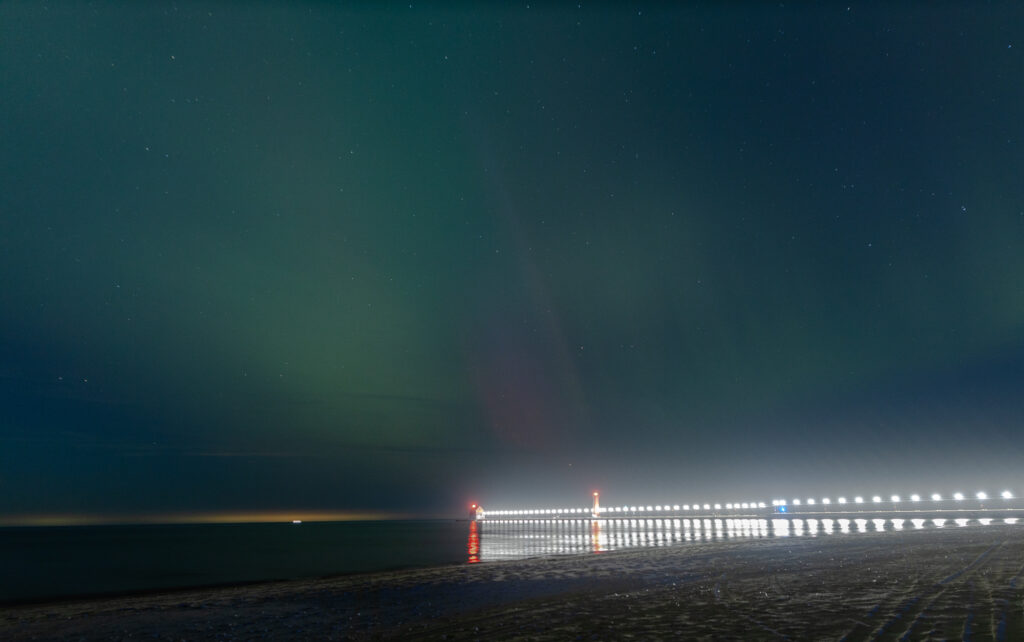 Auroras over Grand Haven Pier