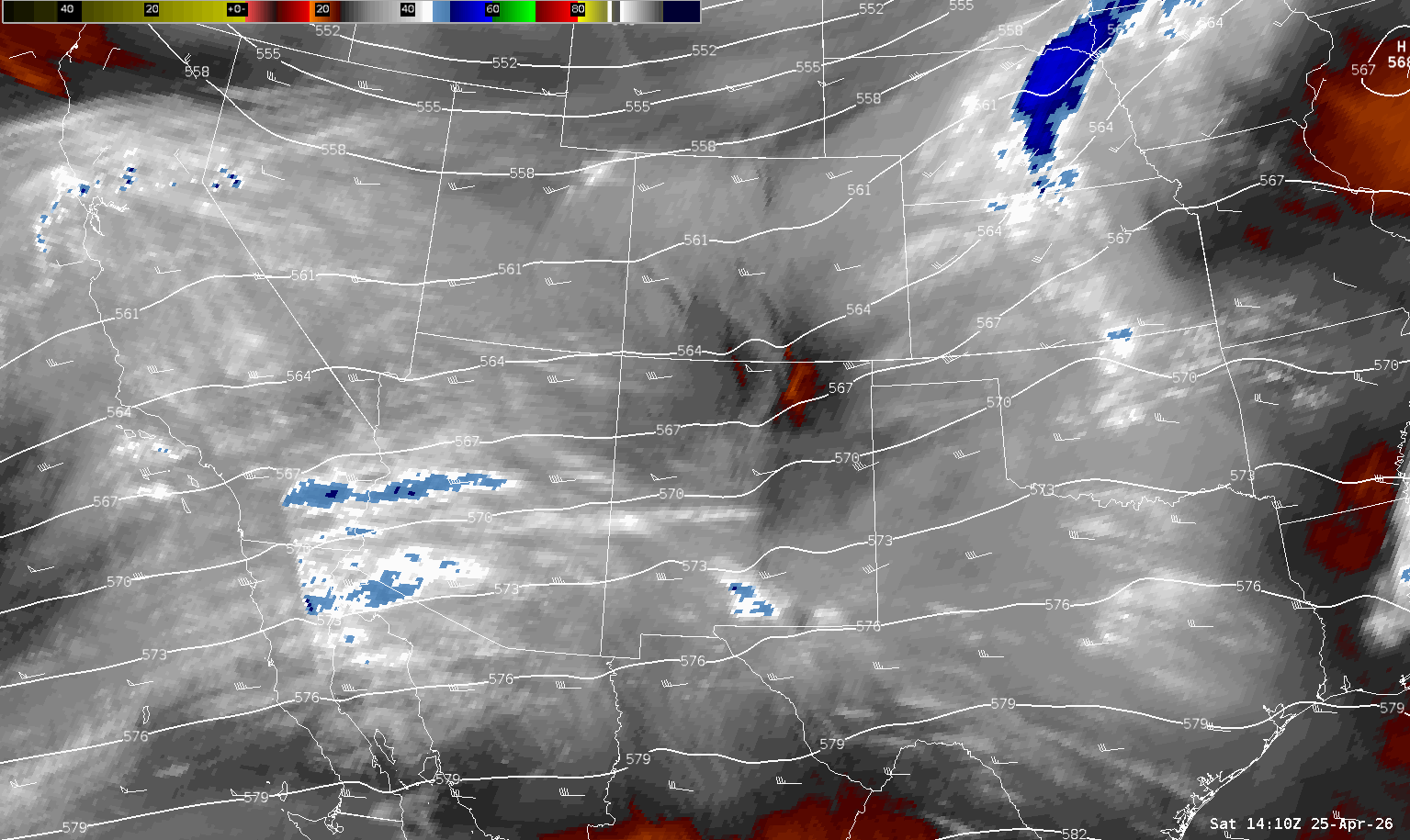 Water Vapor Loop April 25, 2026 - 1645Z/1145 am CDT